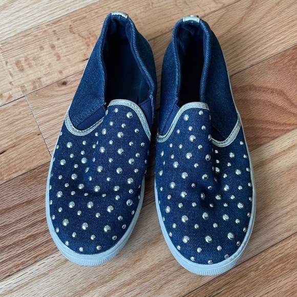 Stuart Weitzman Blue Jean Kids Vance Eden Stud Studded Slip On Sneakers Size 3 - Picture 2 of 9